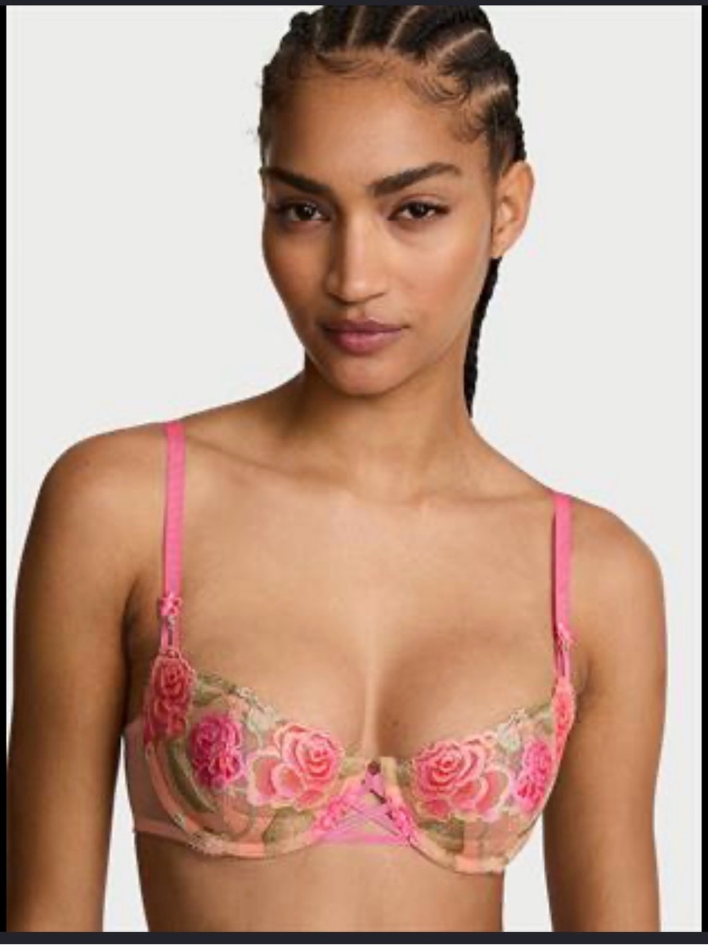 Victoria's Secret Pink Floral Embroidered Underwire Bra 36C
